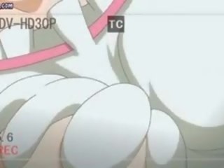 Sprośny anime dostaje usta wypełniony przez ogromny peter