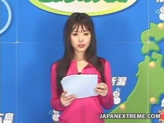 電視 weathergirl 面部 上 生活 電視