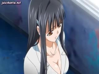 Brunette anime young female gets jizzload