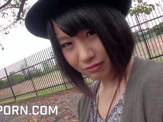Excellent japanese schoolgirl +18 use adult clip toys in a park on Tokyo