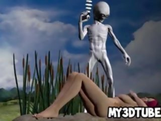 Extraordinary 3D Redhead deity Sucks On A Gray Aliens manhood