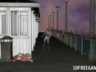 Busty 3D Cartoon diva Getting Fucked By A Zombie