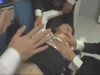 Unconscious Office lassie Fingered Mouth Fucked By Her Colleagues On The Chair In The Office