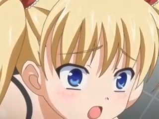 Paauglys anime blondinė gauti a narys į jos šikna