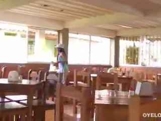 Claudia Castro a helper in a restaurant gets fucked hard by one of the customers