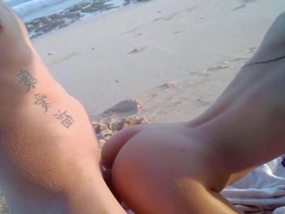 Public Beach sex with marvelous Asian divinity in 4K, Full Length