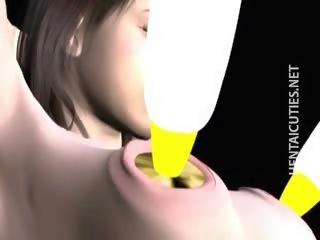 Flirty 3d hentai schnecke wird titten vibrated