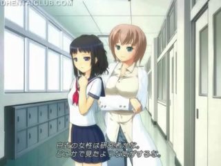 Hentai goddess in school uniform masturbating pussy